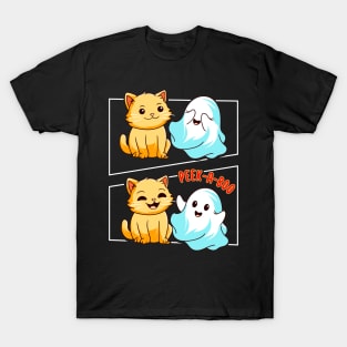 Funny Cat Pun Peek A Boo Men Kids Women Halloween T-Shirt